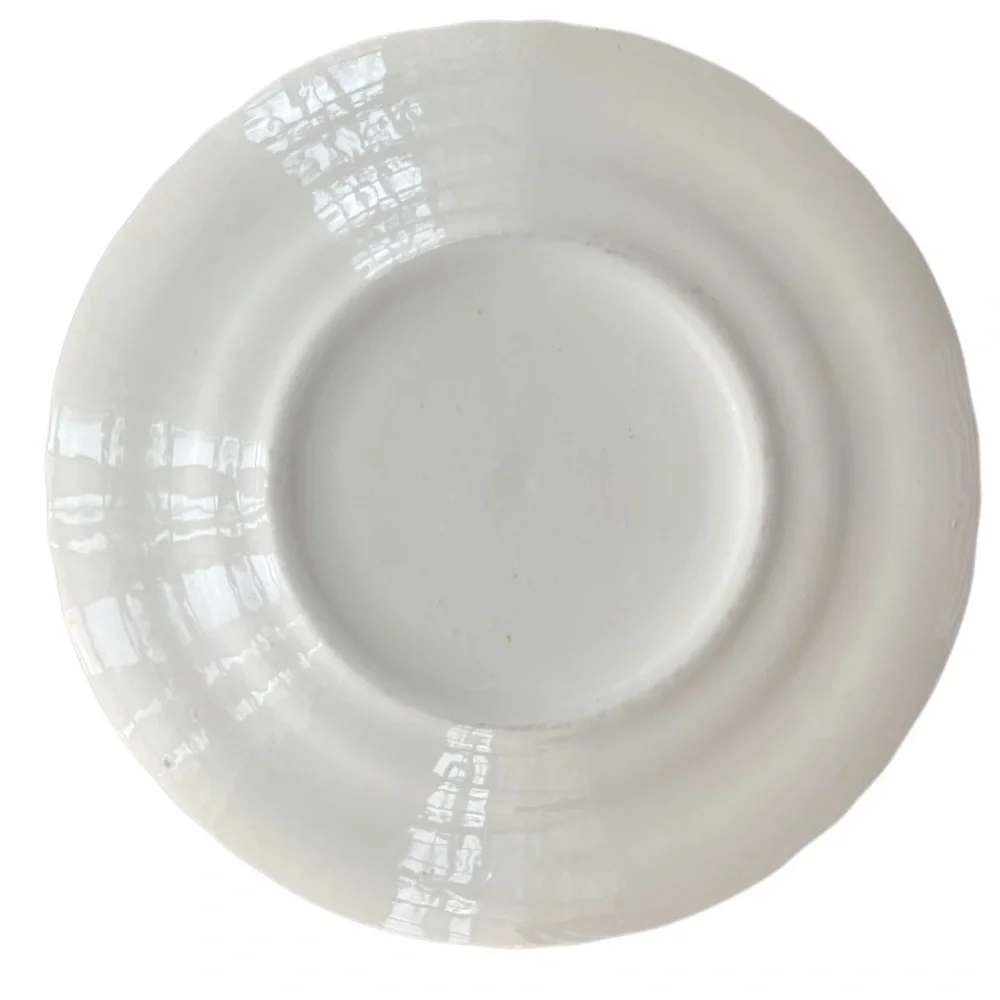 Vintage Floral Plate Scio Ohio Cottage Core White Cream Rose Blue Green Gold Rim